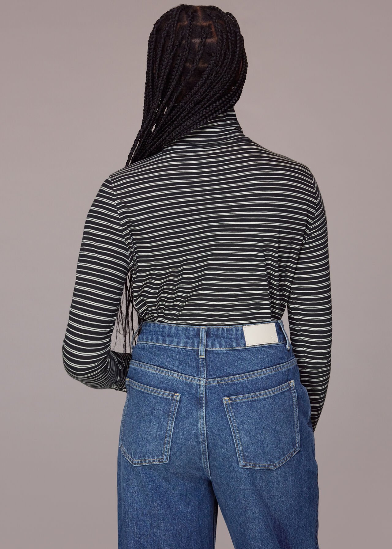 Contrasting Stripe Roll Neck
