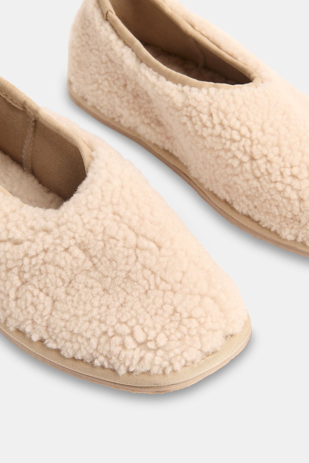 Neutral Shearling Ballet Slipper