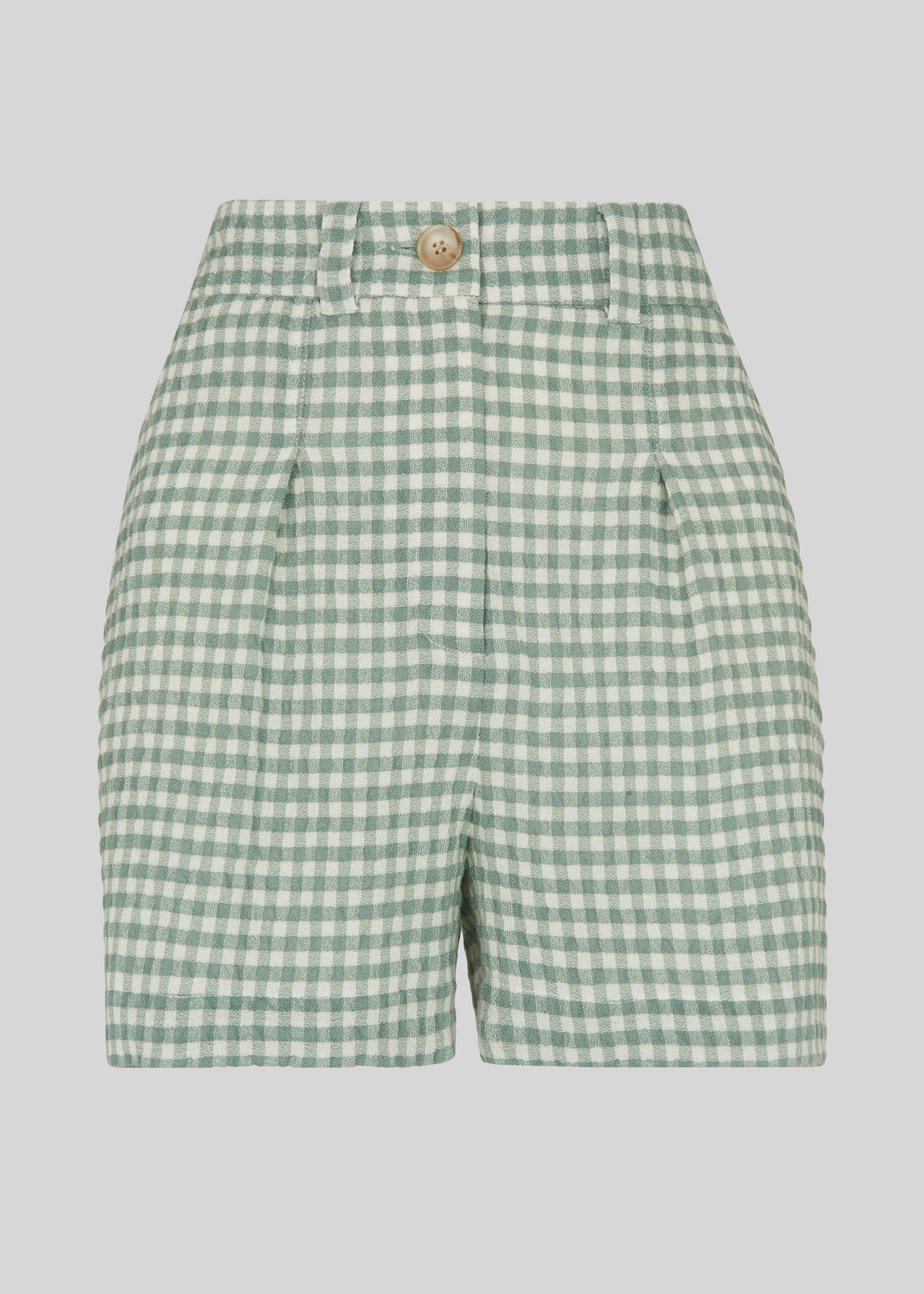 Green/Multi Gingham Turn Up Short 