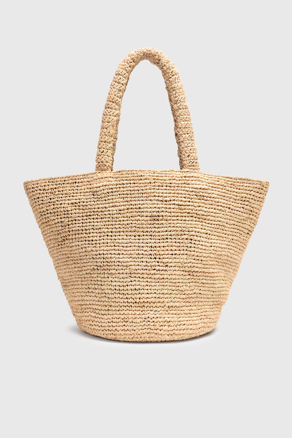 Neutral Straw Tote Bag With Charm