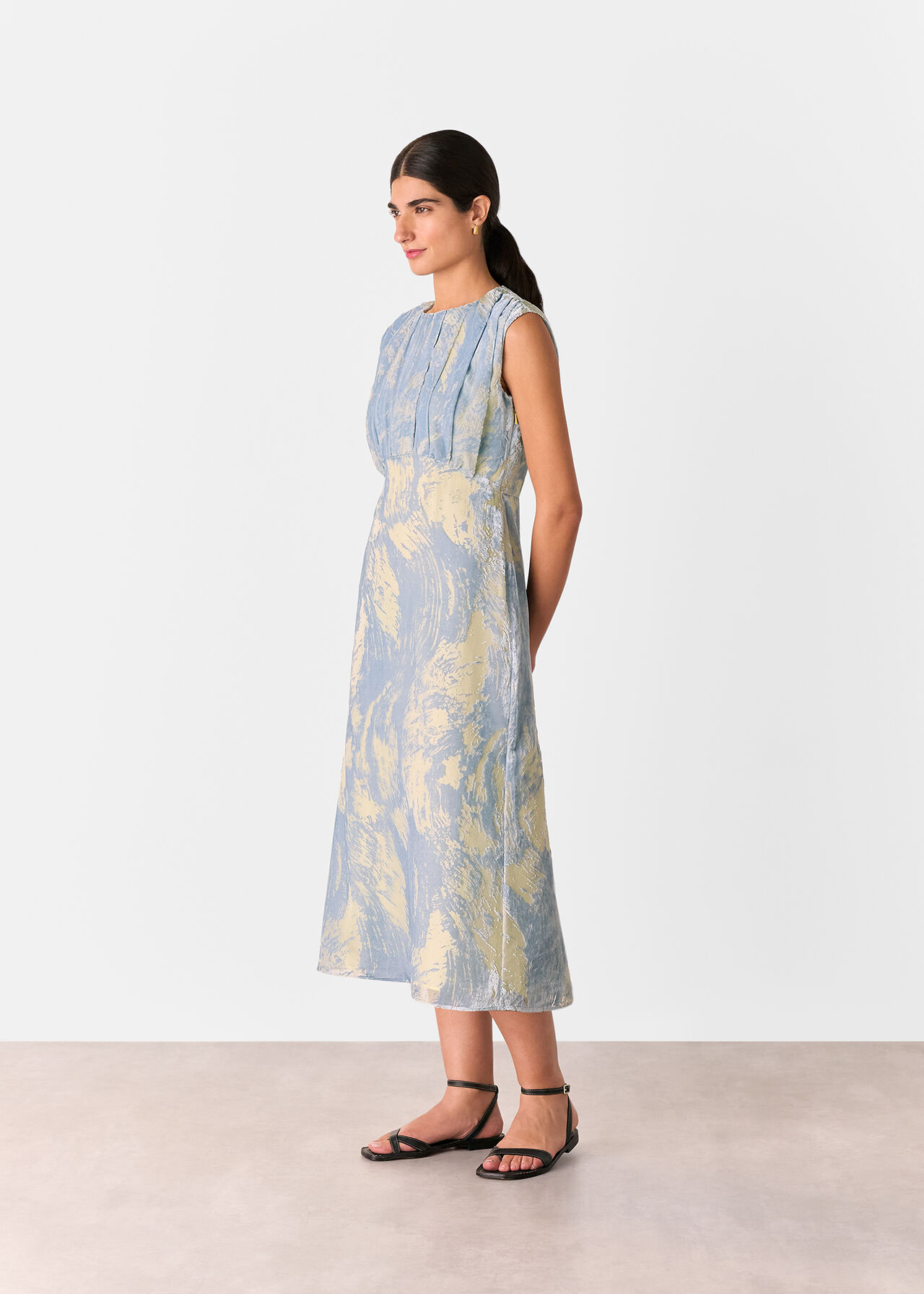 Devore Swirl Velvet Midi Dress