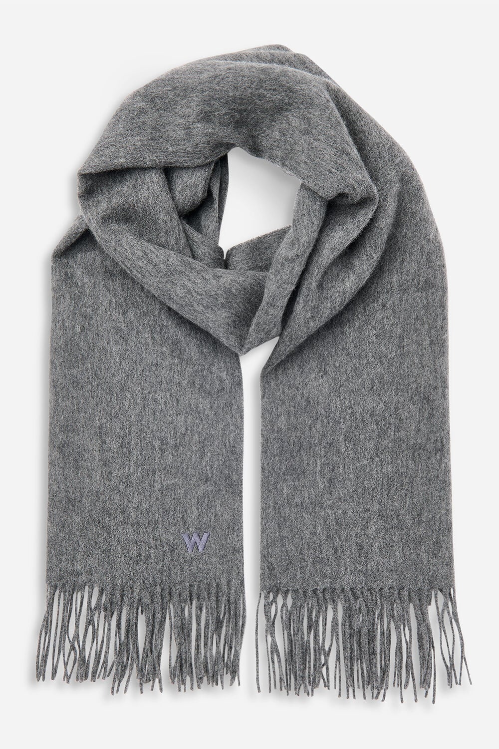 Grey Fringed Blanket Scarf