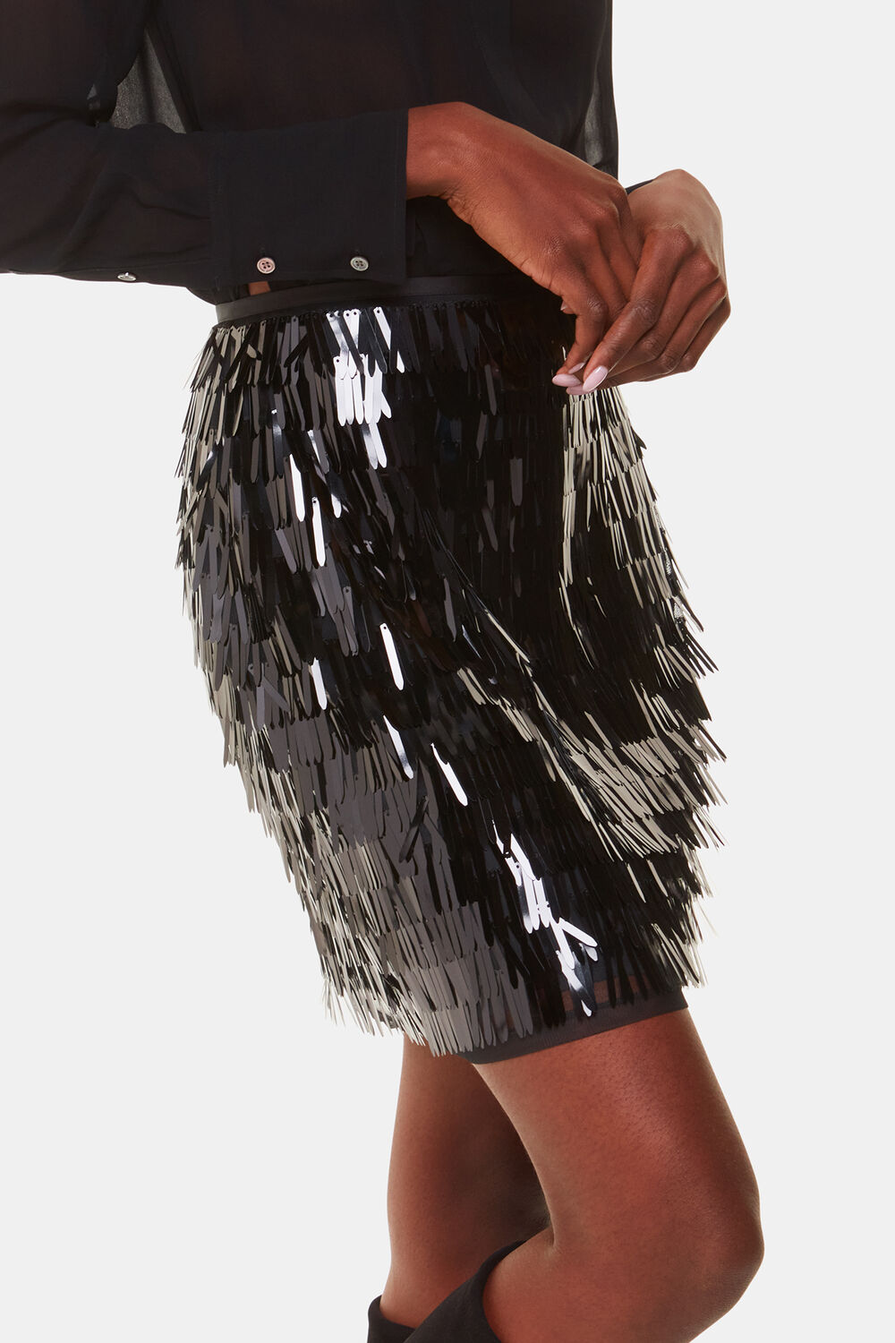 Black Sword Sequin Mini Skirt