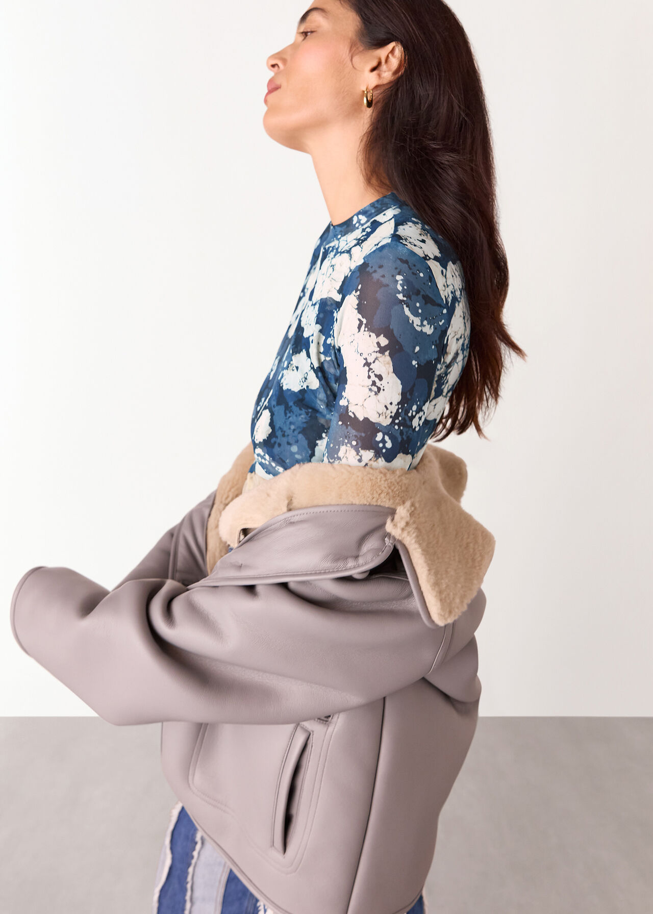 Batik Marble Gathered Mesh Top
