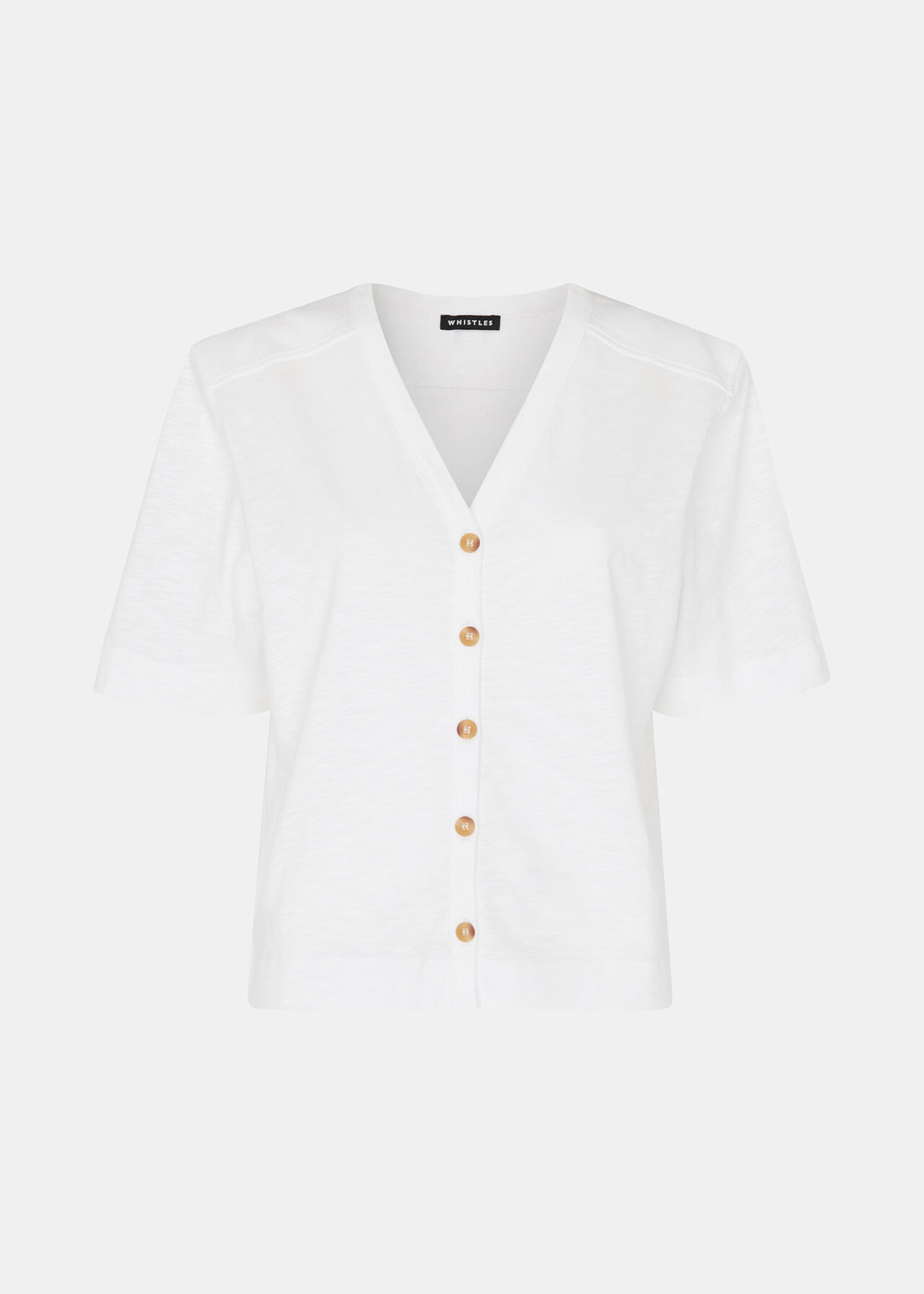 Whistles Ella V Neck Button Through Tee