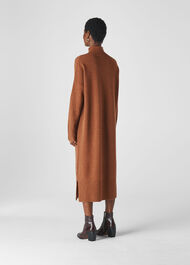 Rib Sleeve Knit Midi Dress Camel