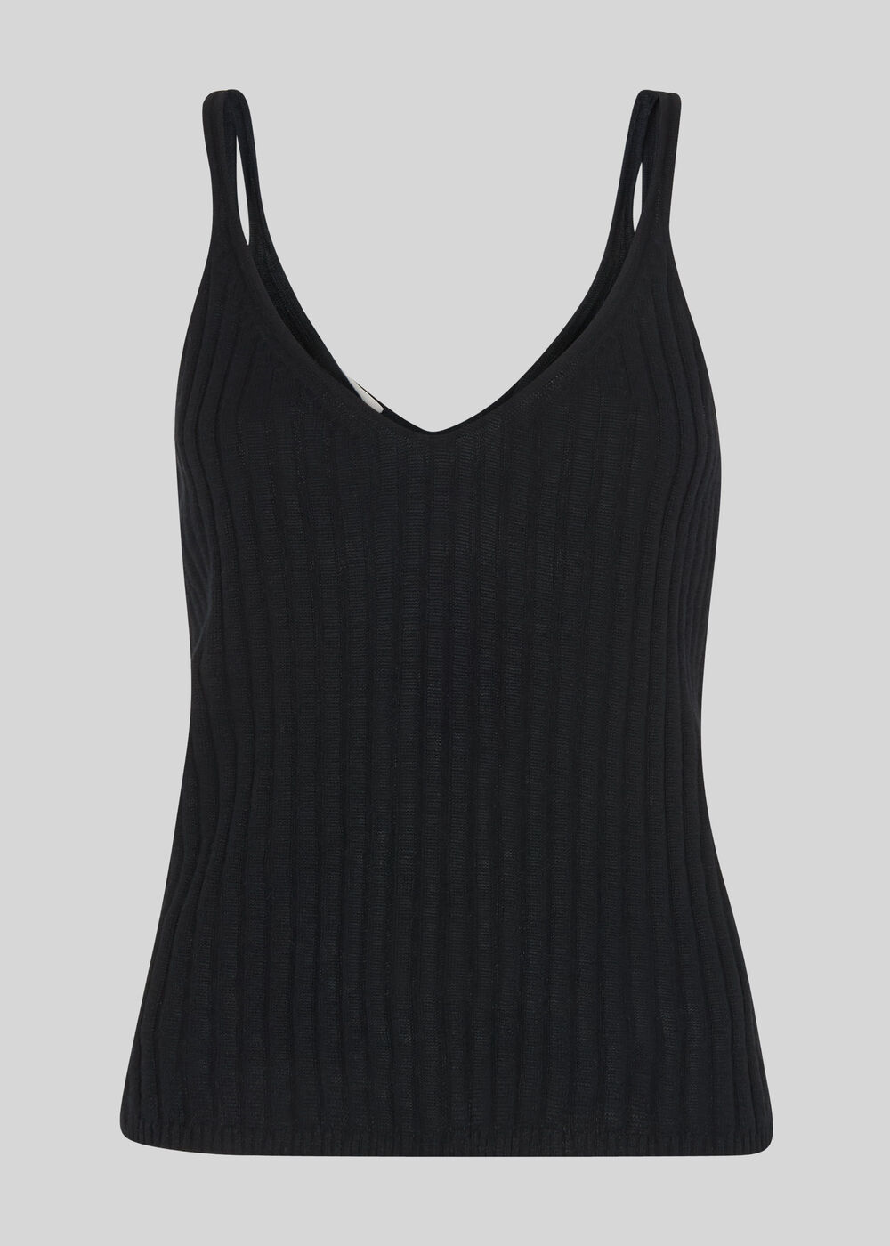 Rib Detail Knit Cami Black