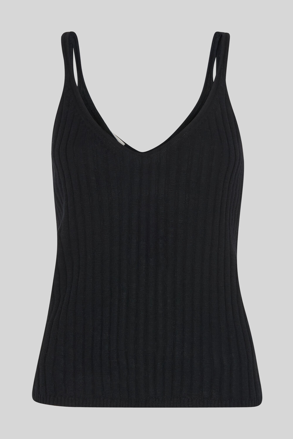 Rib Detail Knit Cami Black