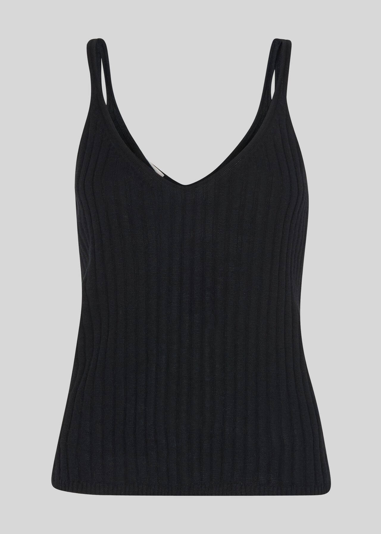 Rib Detail Knit Cami Black