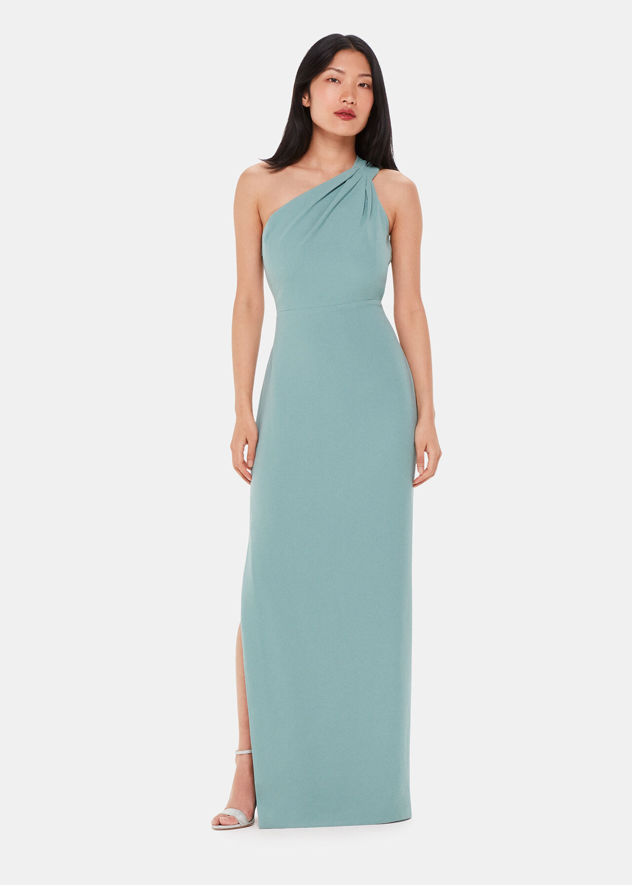 Whistles Mint Green One Shoulder Maxi Dress Modern Bridesmaid