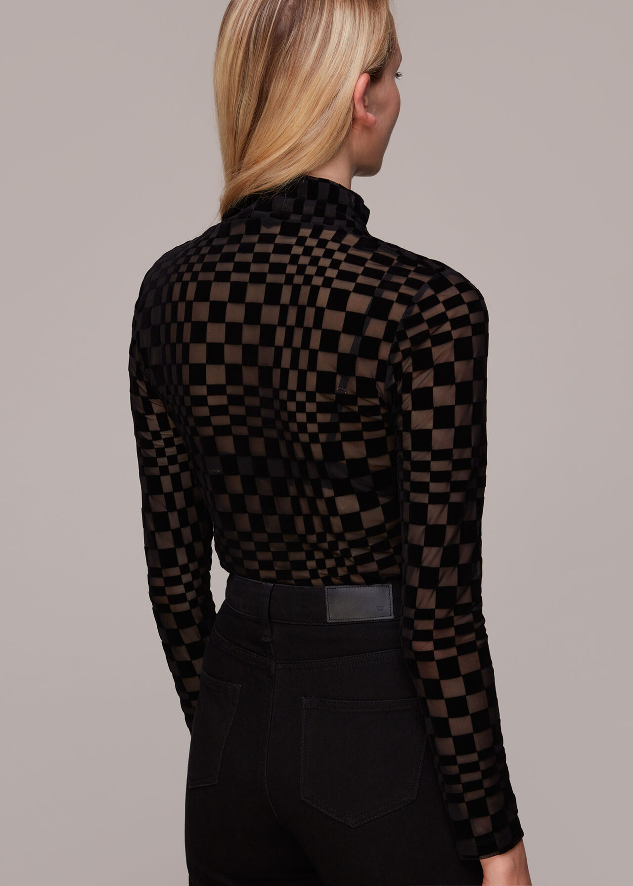 Illusion Checked Mesh Top