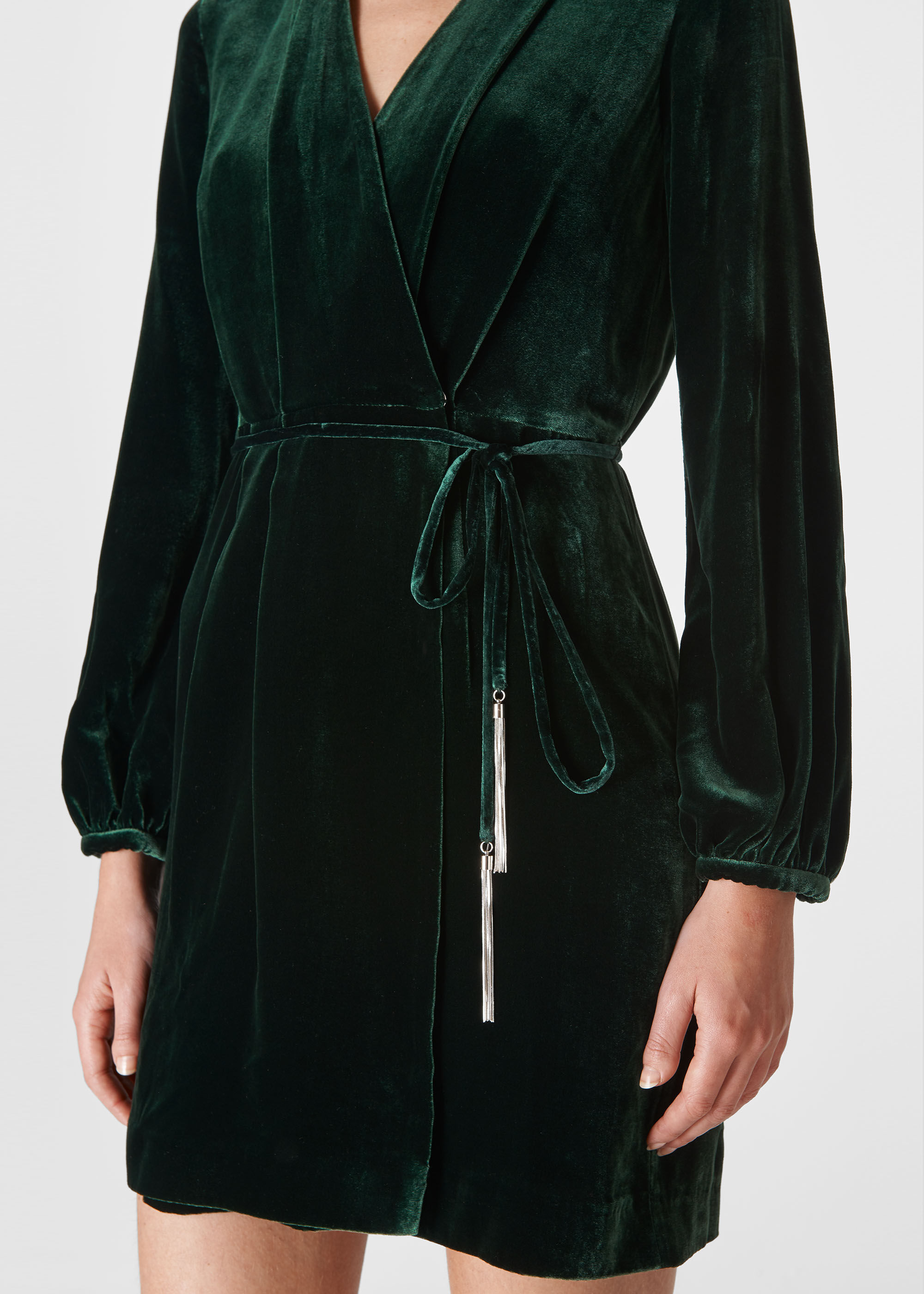 whistles green velvet dress