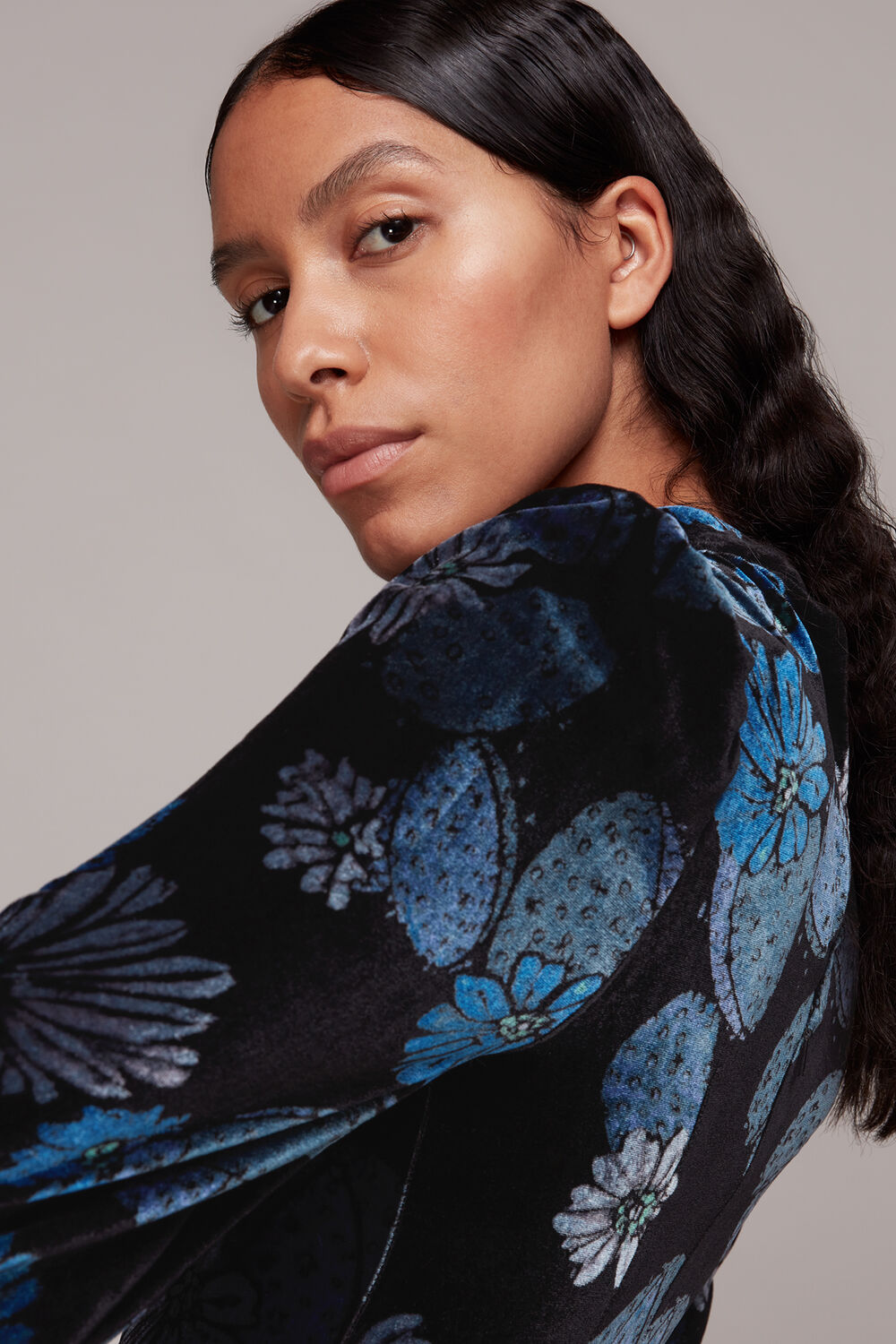 Cactus Print Velvet Dress