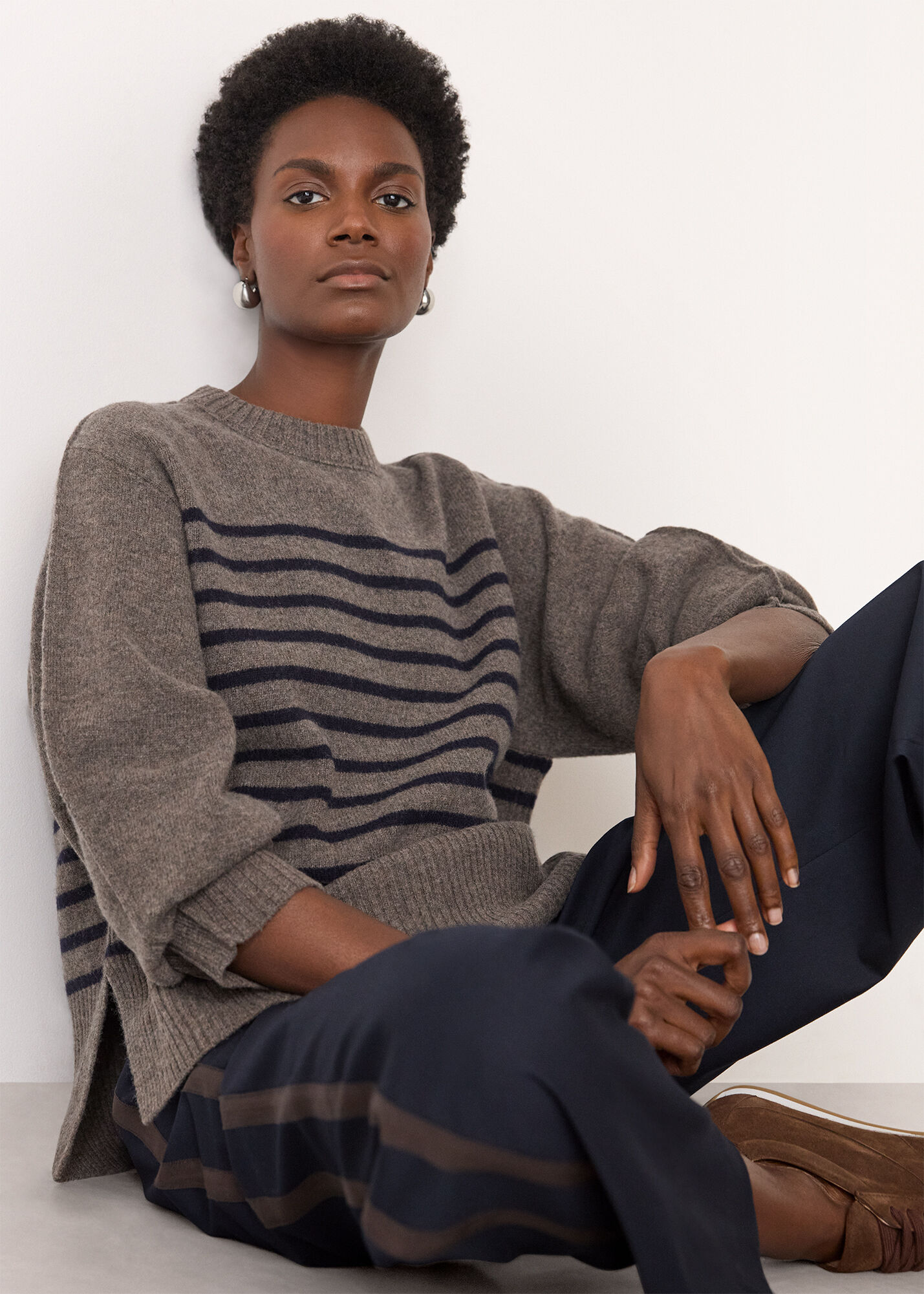 新品　BRIEFING WS WR STRIPE CREW NECK KNIT Multicolour Multi Stripe Crew Neck Knit | WHISTLES | Whistles UK |