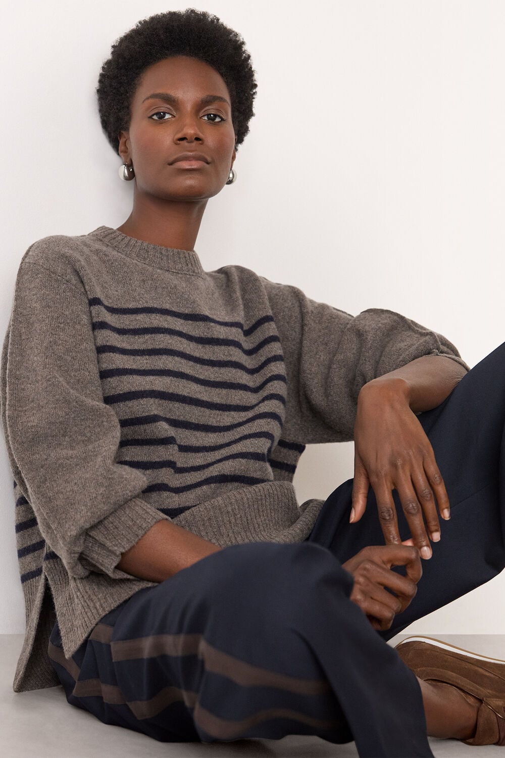 Wool Stripe Crew Neck Knit