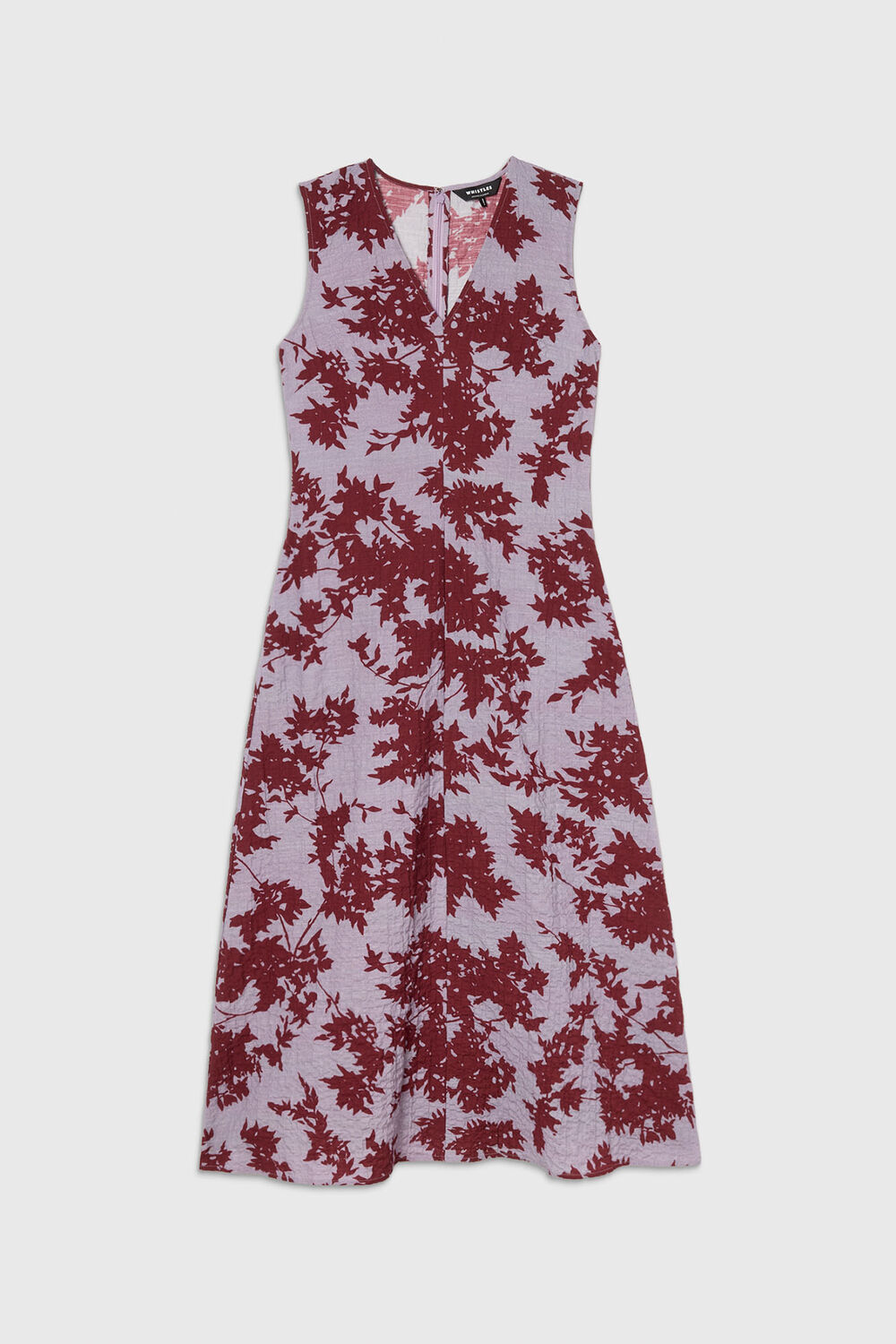 Purple Floral Print Textured Sleeveless Midi Dress