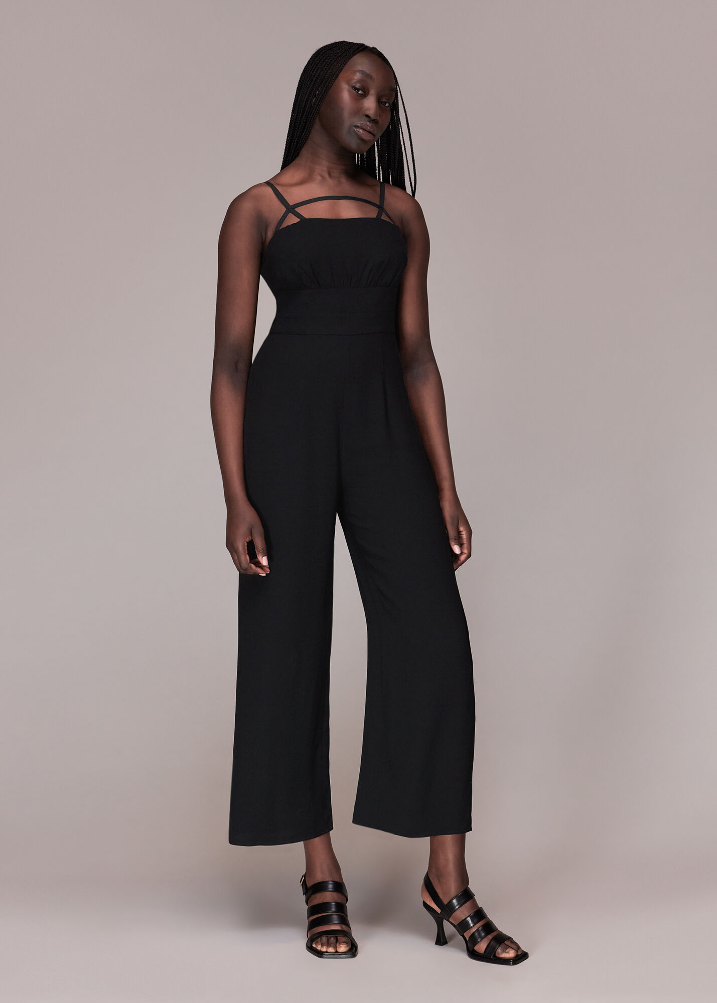 Black Reece Strap Detail Jumpsuit WHISTLES