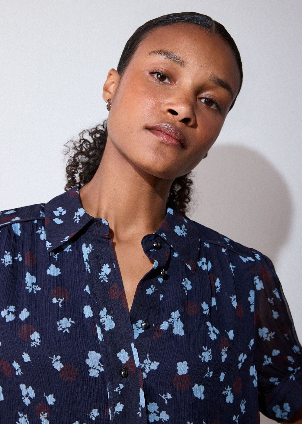 Floral Viscose Pintuck Top