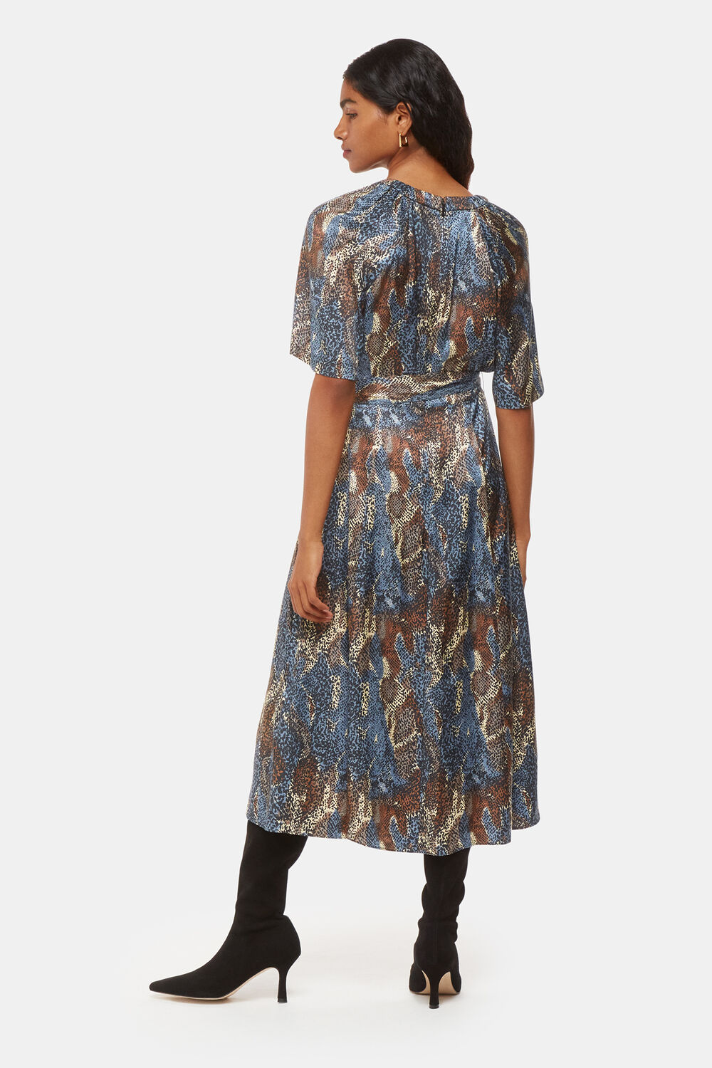 Black Petite Marlow Dashed Snake Dress