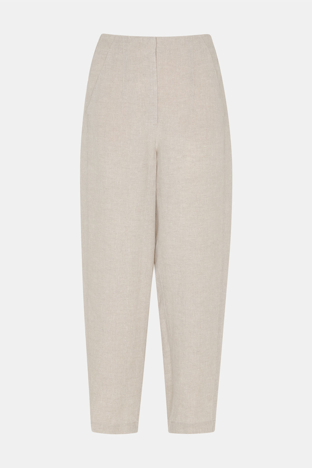 Oatmeal Linen Barrel Trouser