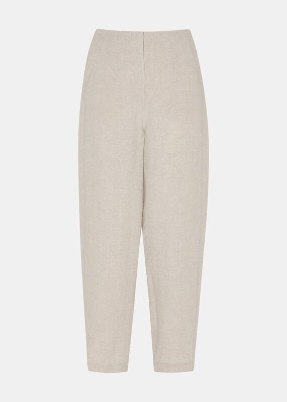 Oatmeal Linen Barrel Trouser