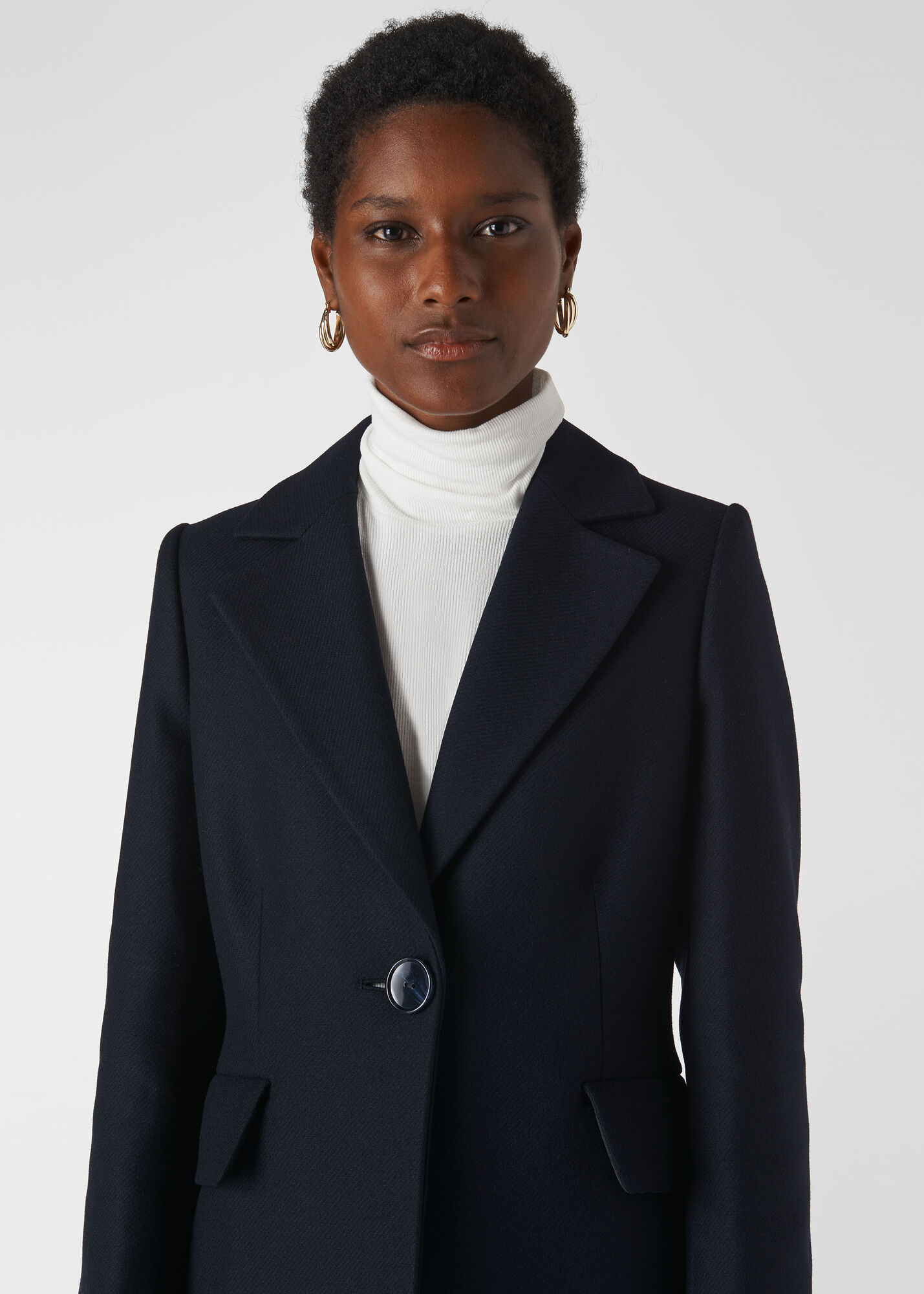 Navy Clara Single Breasted Coat WHISTLES
