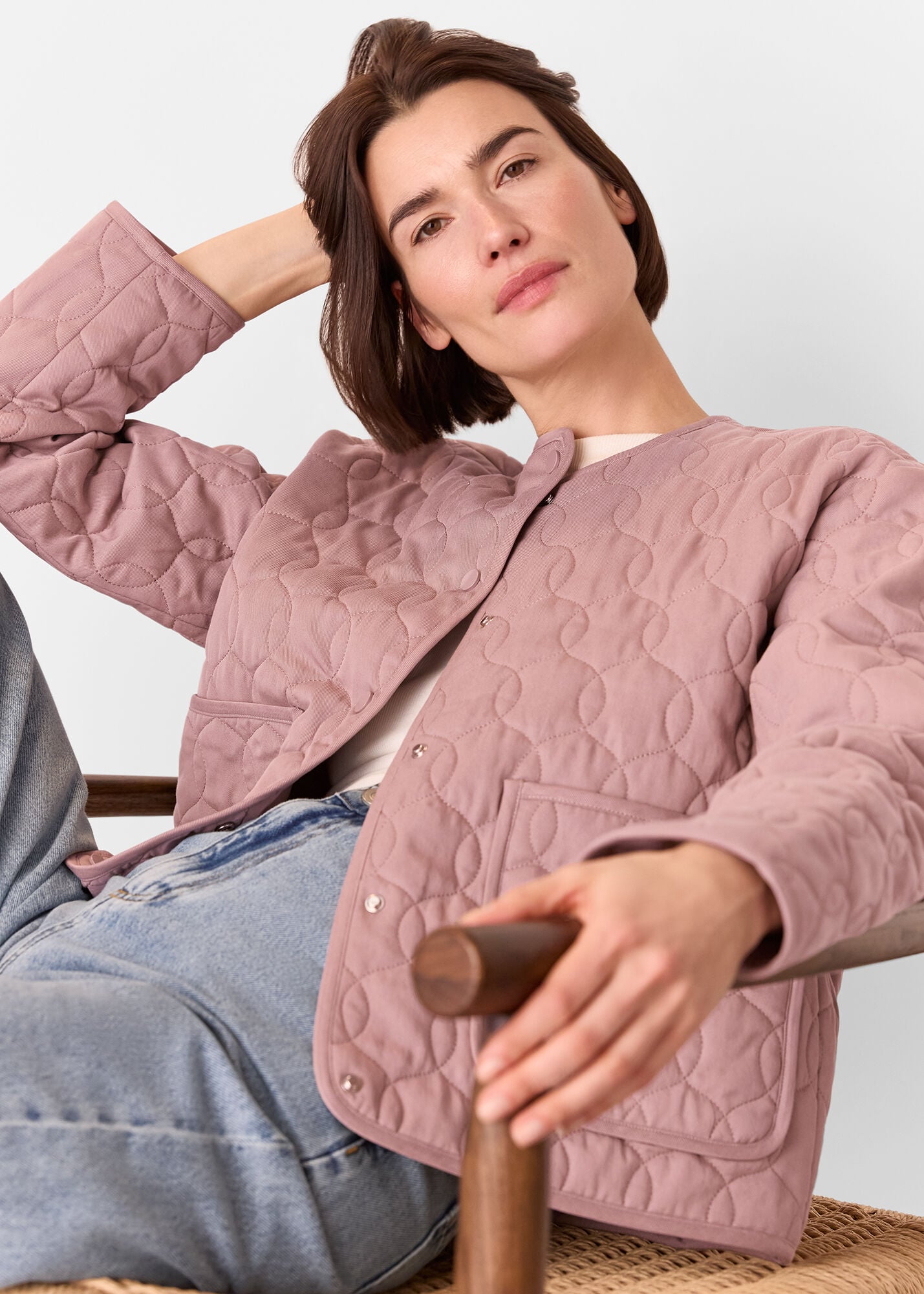 Dusty Pink Maya Cotton Quilted Jacket | WHISTLES | Whistles US |