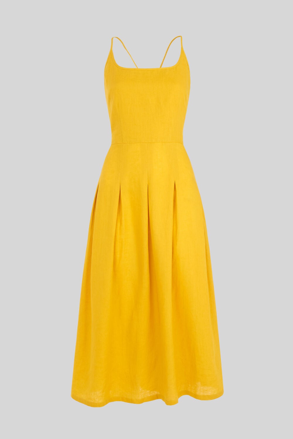 Duffy Linen Strappy Dress Yellow