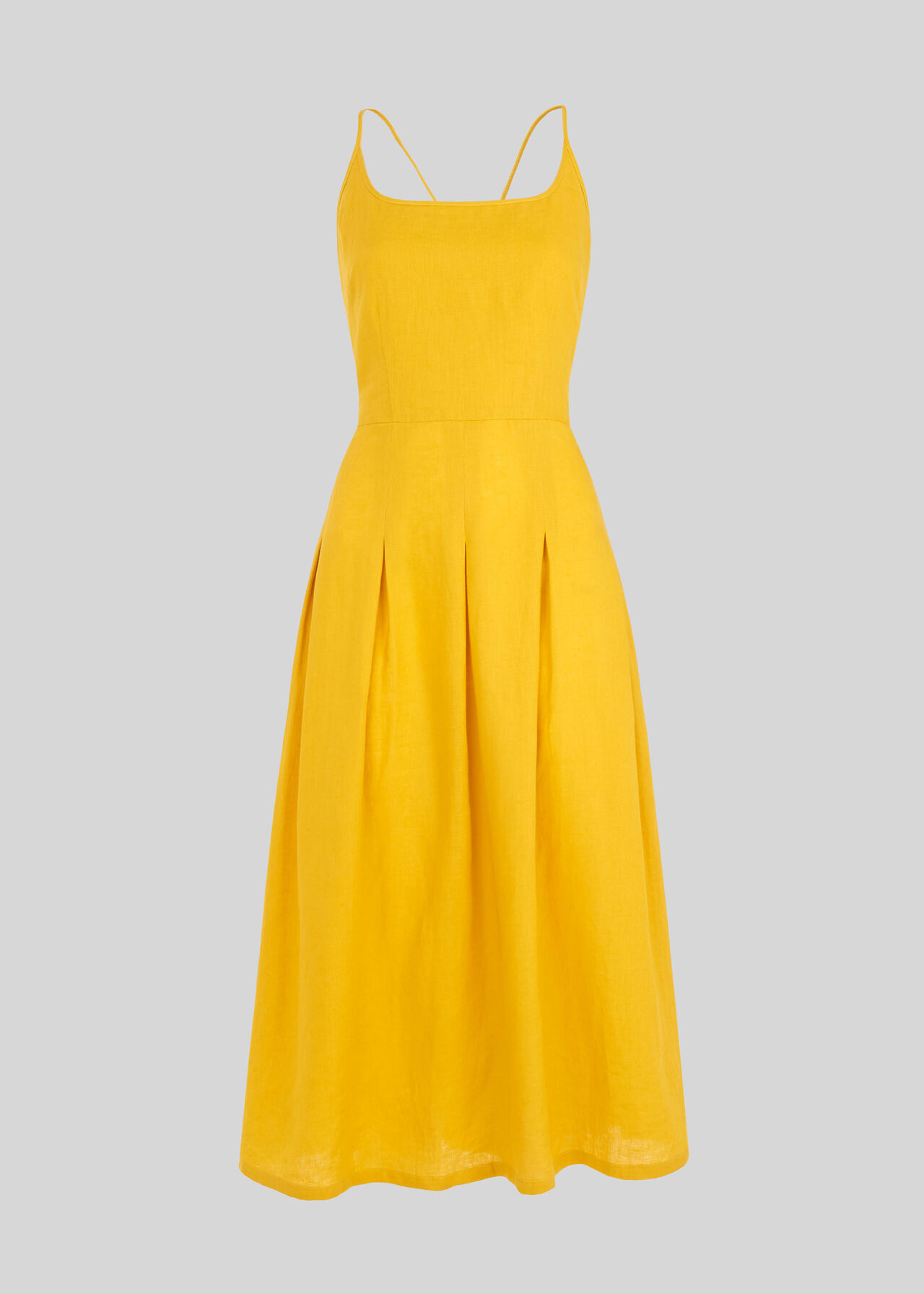 Duffy Linen Strappy Dress Yellow