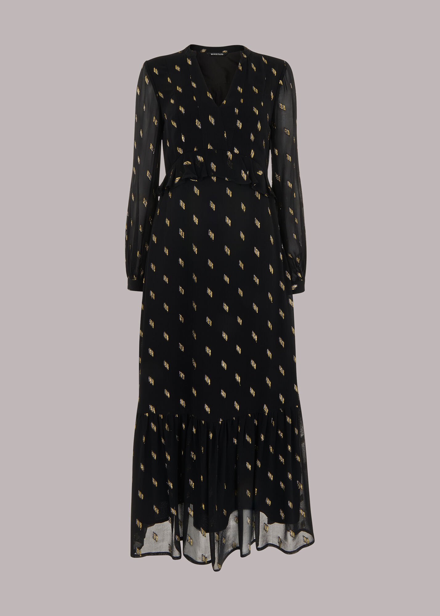 Black Multi Dobby Metallic Midi Dress WHISTLES