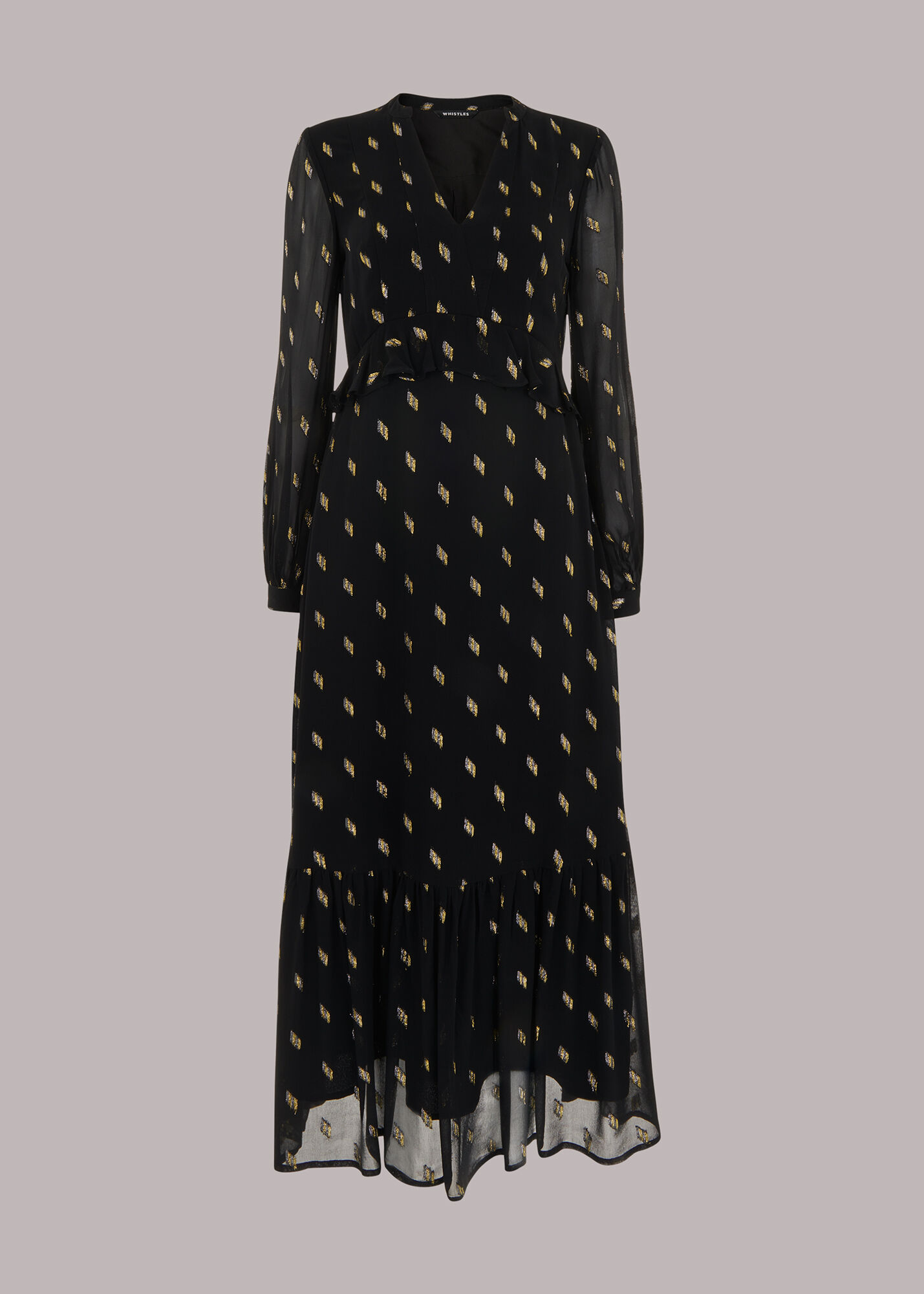 Black/Multi Dobby Metallic Midi Dress WHISTLES