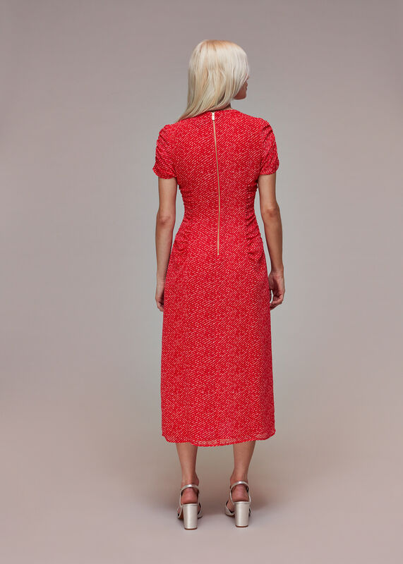 Red Petite Diagonal Fleck Dobby Dress