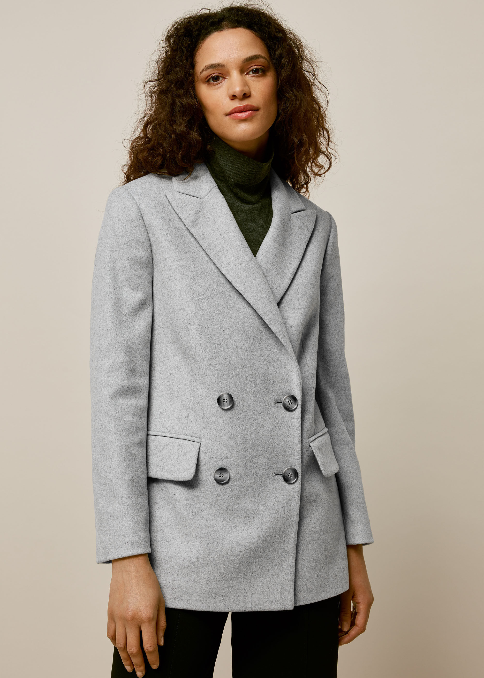 Grey Marl Oversized Wool Blazer WHISTLES