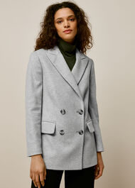 Oversized Wool Blazer Grey Marl