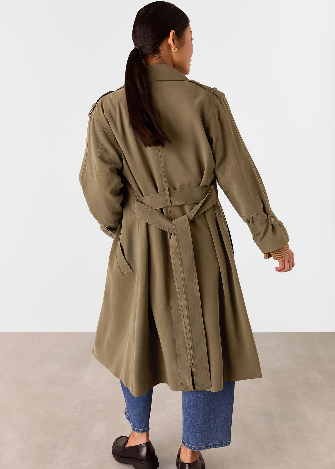 Khaki Riley Trench Coat WHISTLES