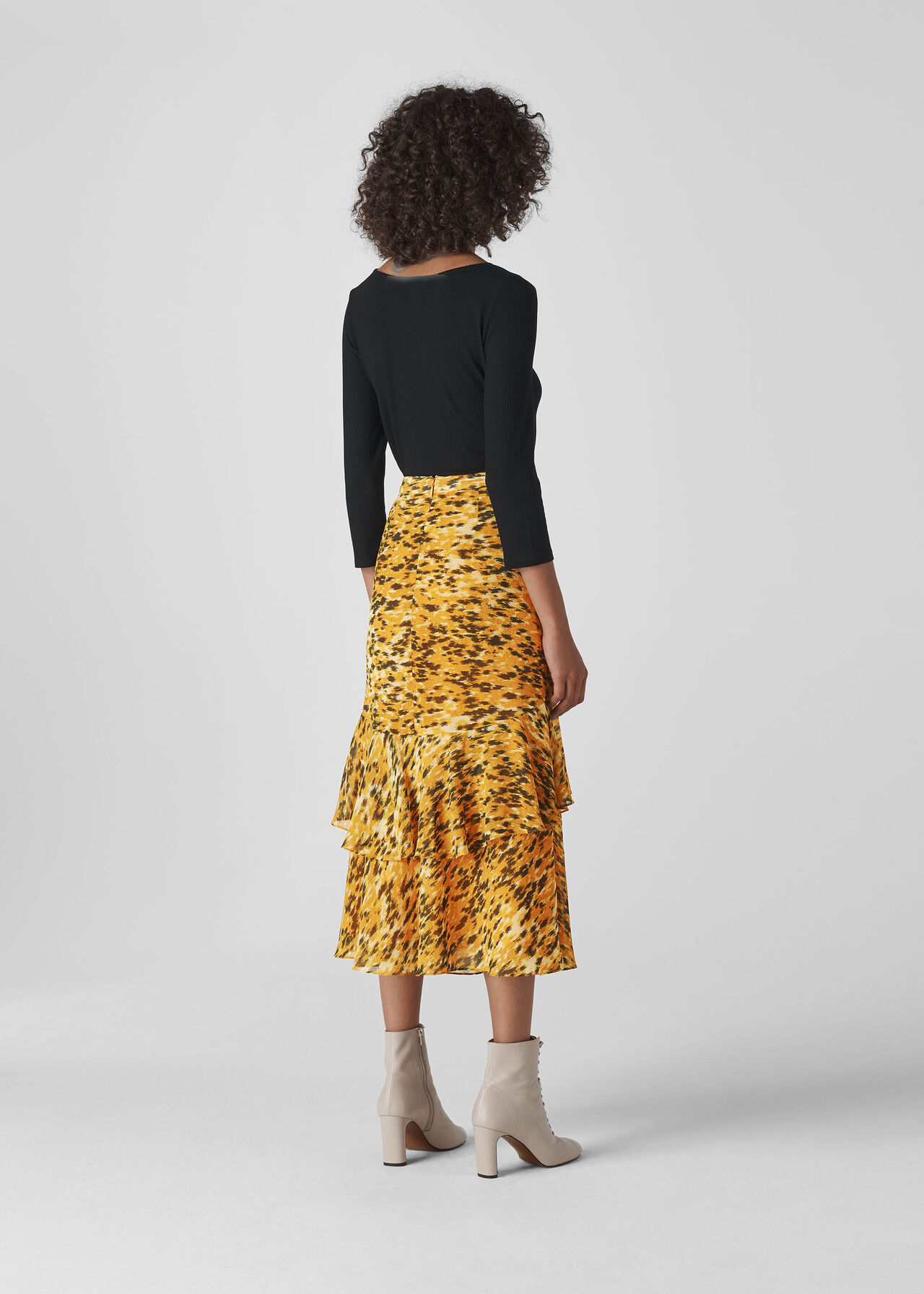 Ikat Animal Midi Skirt Yellow/Multi