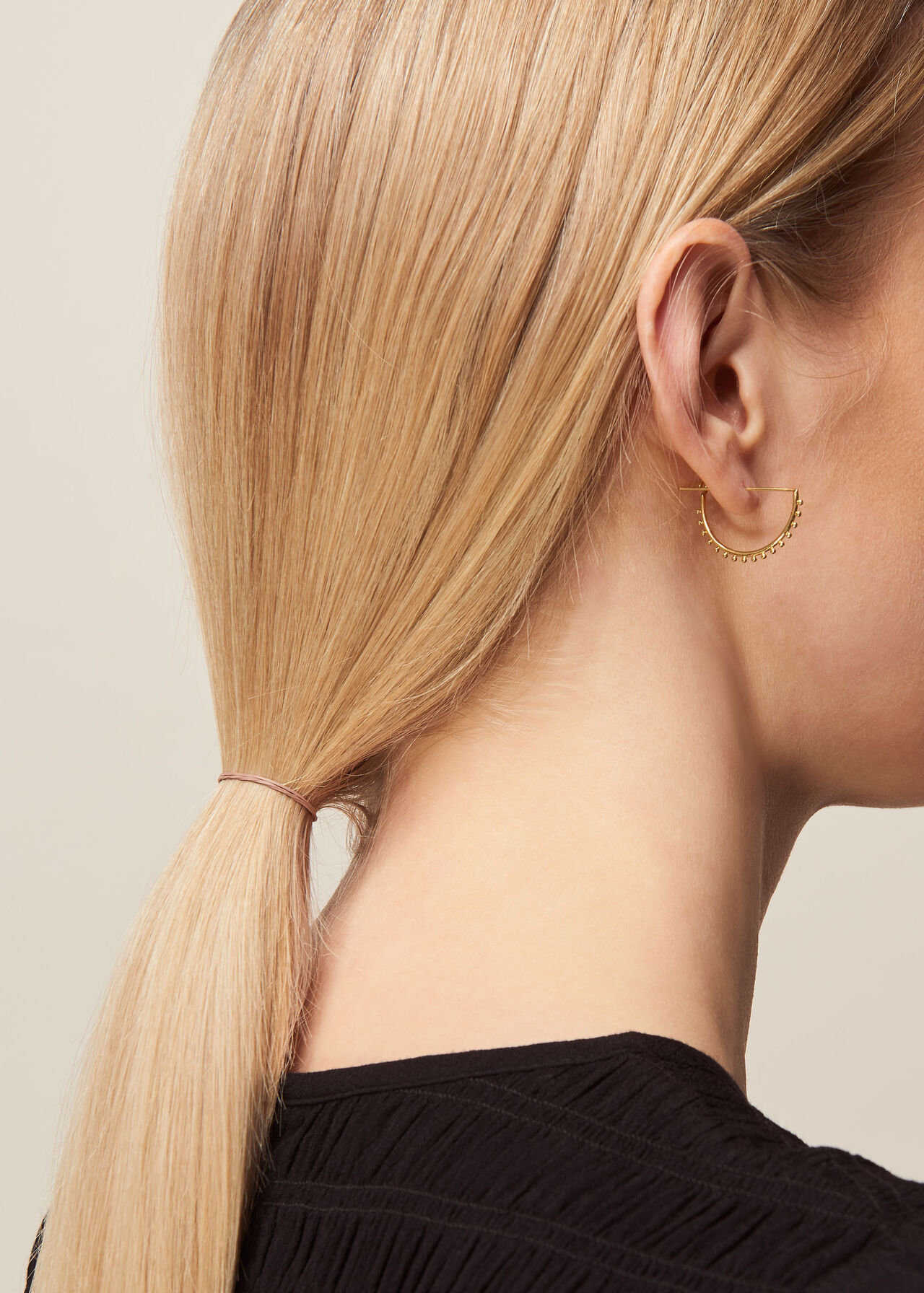 Sphere Detail Clip Earring Gold/Multi