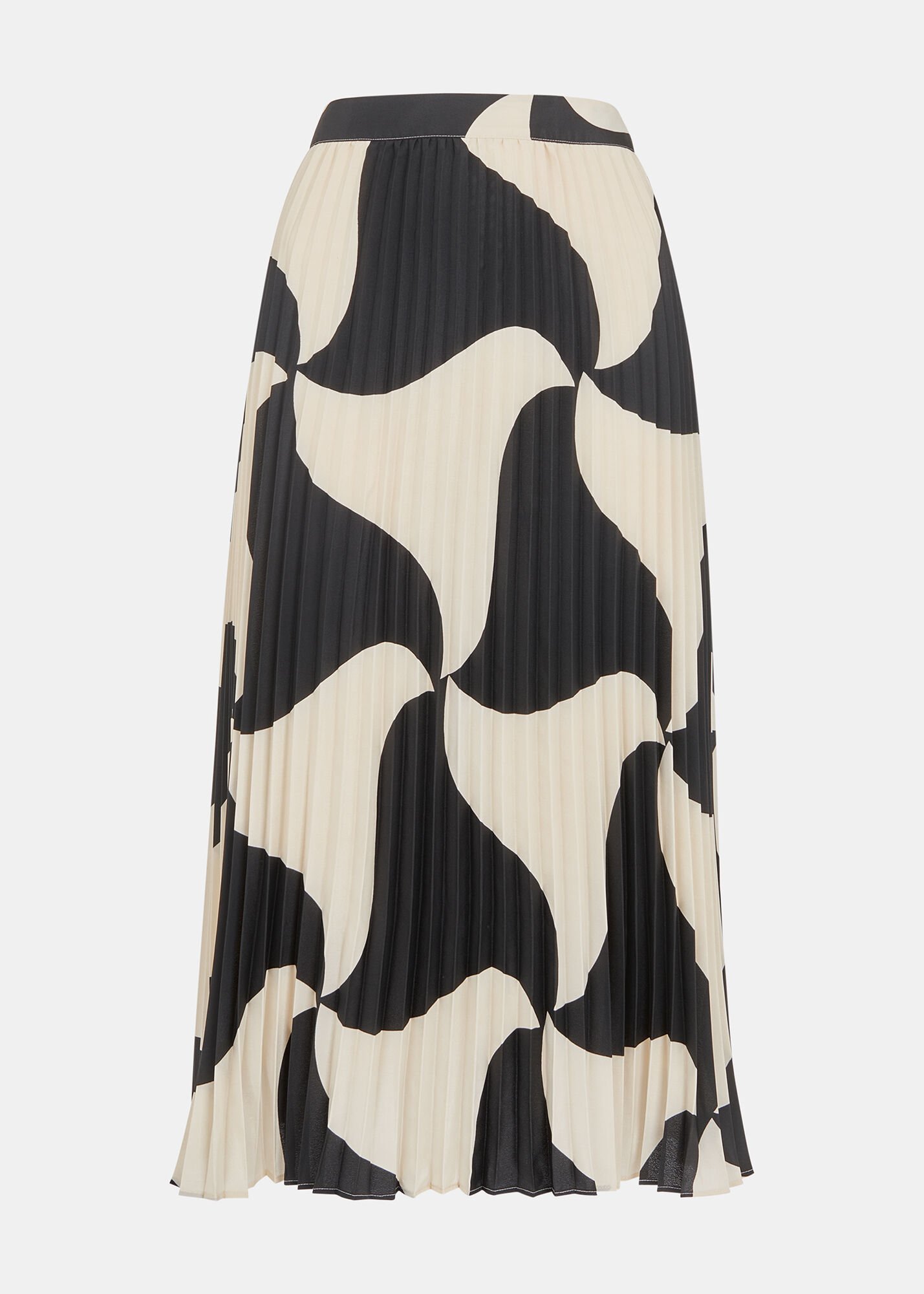 Black/Multi Triangle Swirl Pleated Skirt | WHISTLES