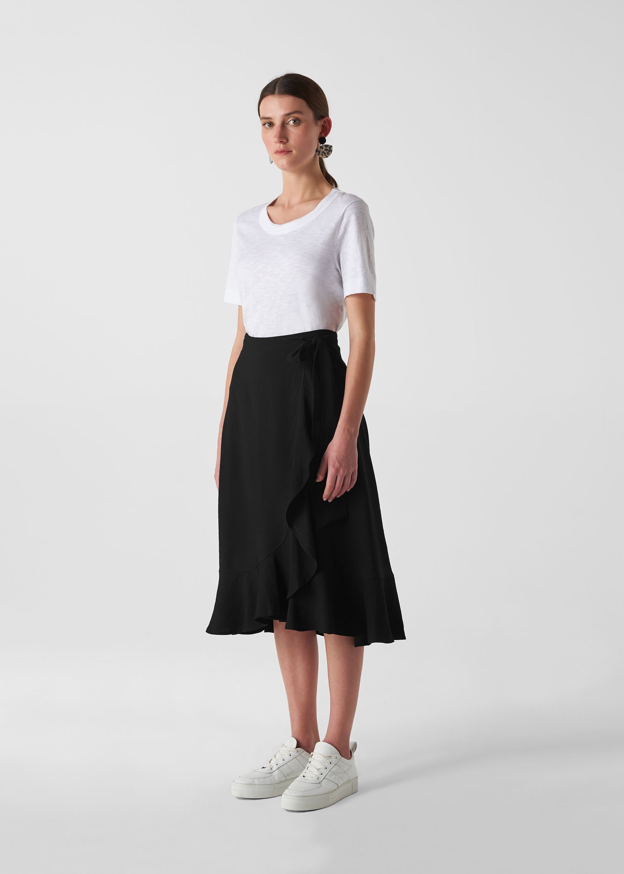 Midi wrap frill skirt clearance