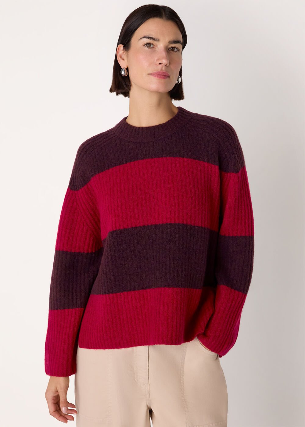 Wool Mix Wide Stripe Knit
