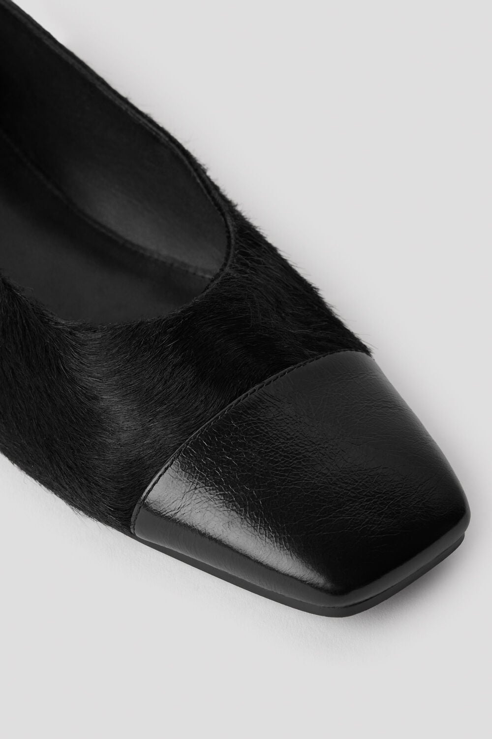 Black Hair-On Leather Ballet Pump