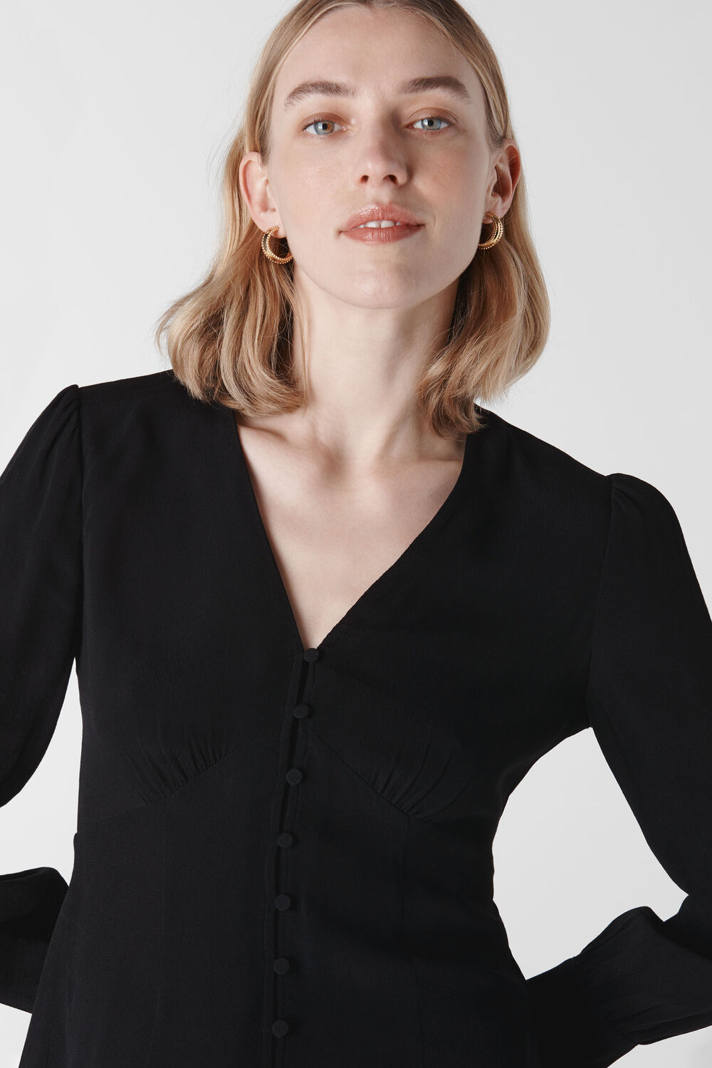 Neave Button Through Top Black