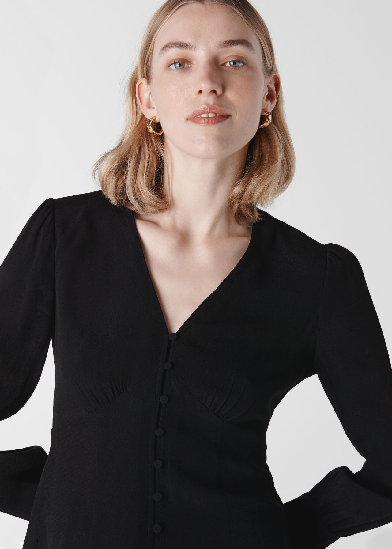 Neave Button Through Top Black