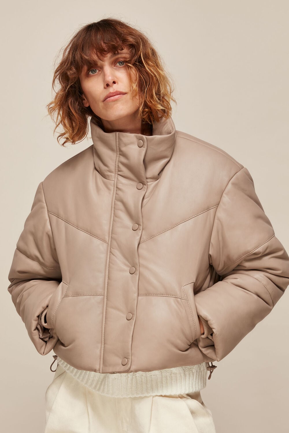 Yaz Leather Puffer Jacket