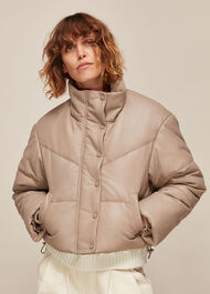 Yaz Leather Puffer Jacket