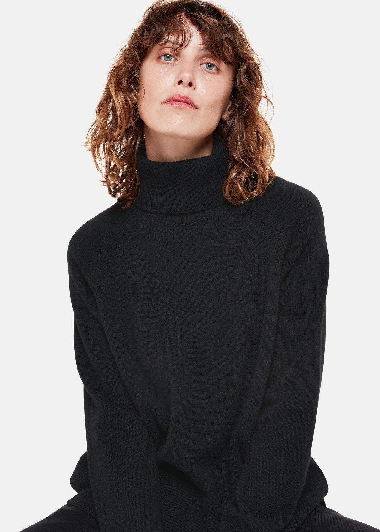 Black Cashmere Roll Neck Jumper WHISTLES