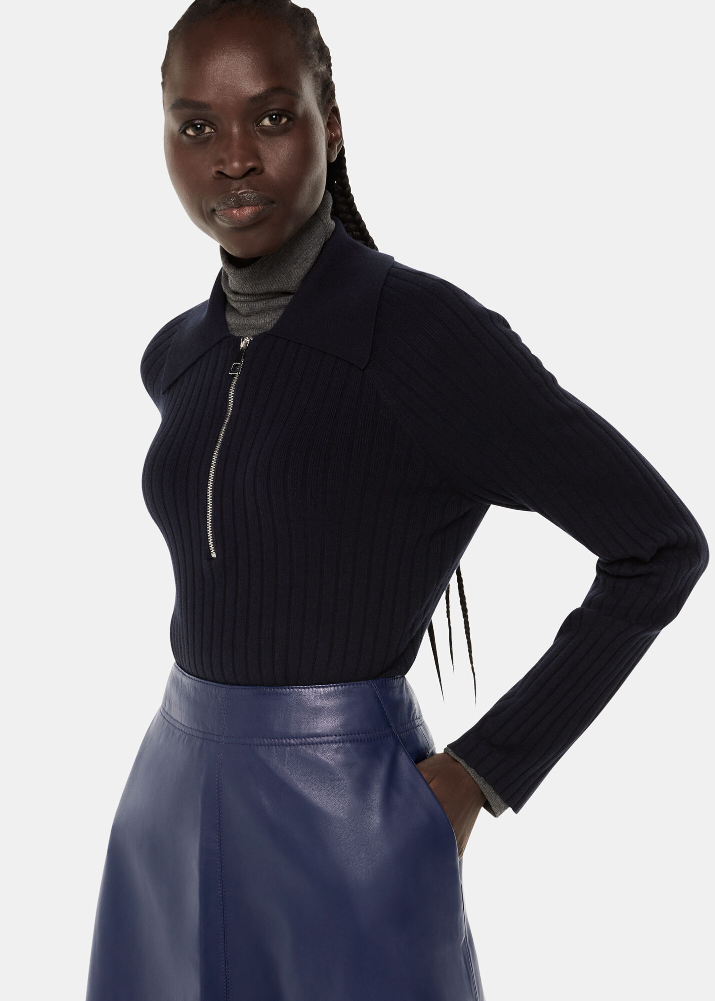 Long leather circle skirt top