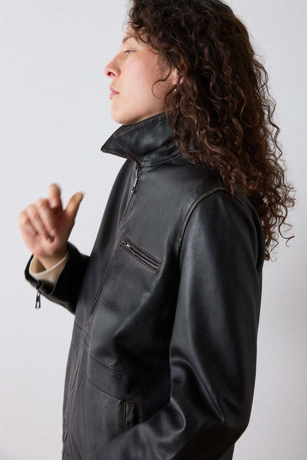 Brown Kate Burnished Leather Jacket