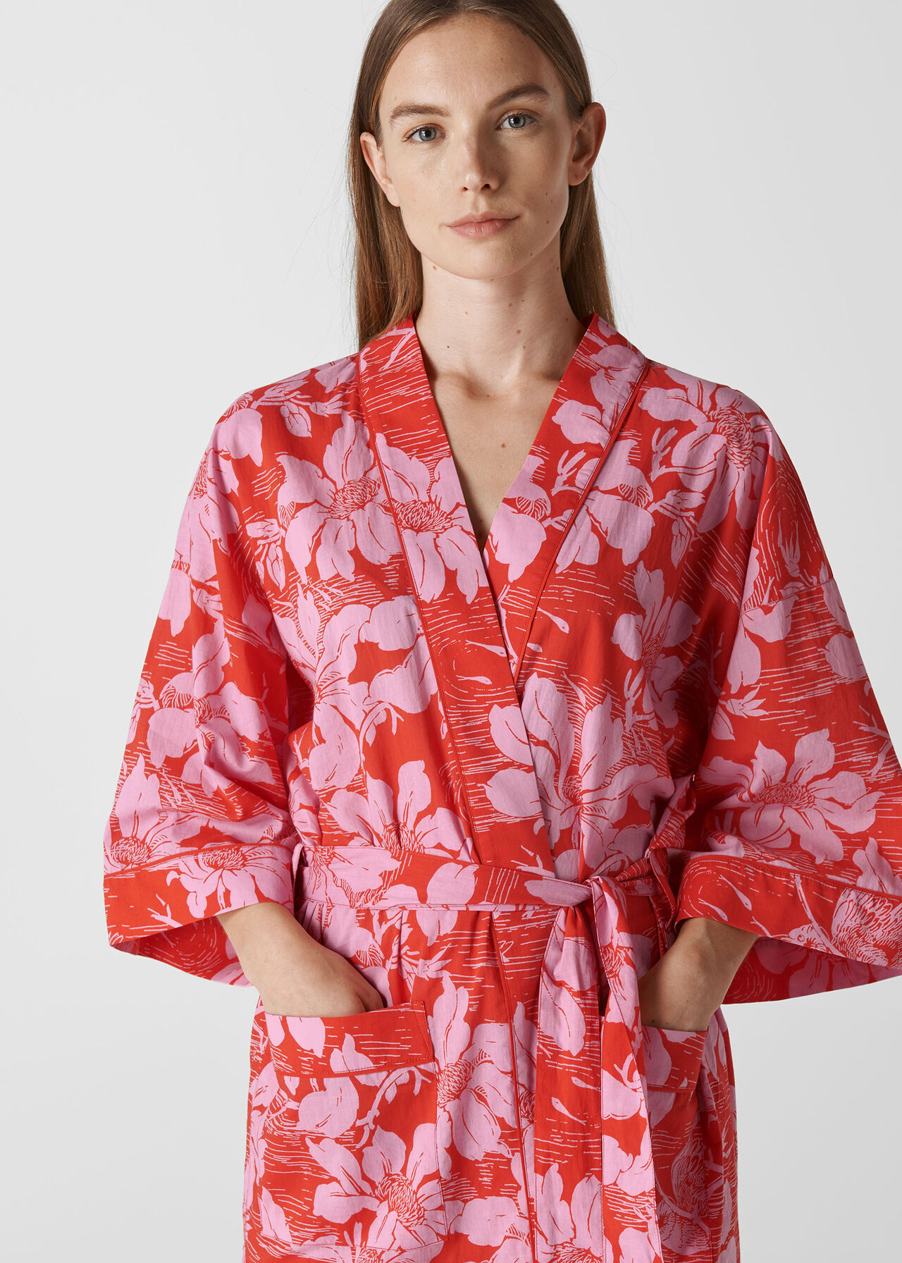 Birds Of Paradise Kimono Gown Red/Multi