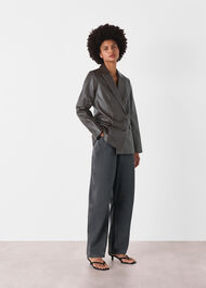 Aliza Waisted Leather Blazer